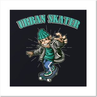 Urban Skater Monkey Kids Gift Posters and Art